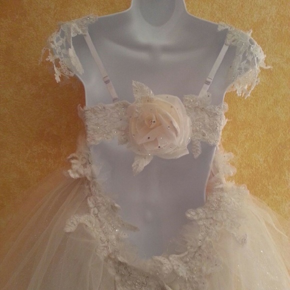 Lady Rose Ivory Lace Tulle  Backless Ballgown - Picture 3 of 8